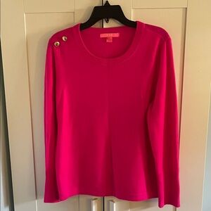 Lilly Pulitzer Pink Sweater with Gold Buttons
